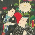 歌舞伎役者と花と背景