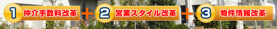 1.仲介手数料改革＋2.営業スタイル改革＋3.物件情報改革